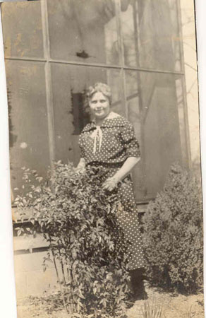 woman by flower bed