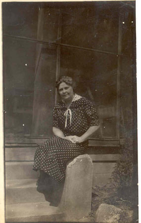 woman seting on steps